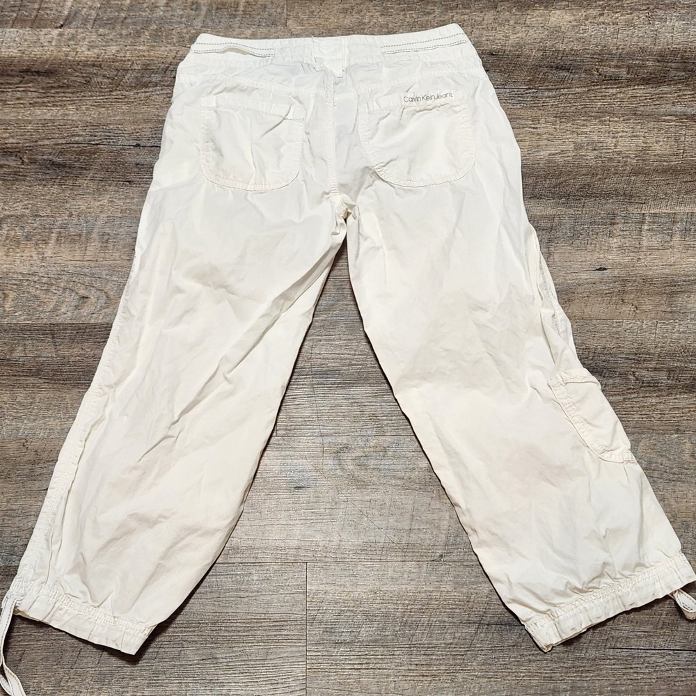 Calvin Klein Jeans Womens White Cotton Cargo Capri Cropped Pants Size 6 - Picture 8 of 9